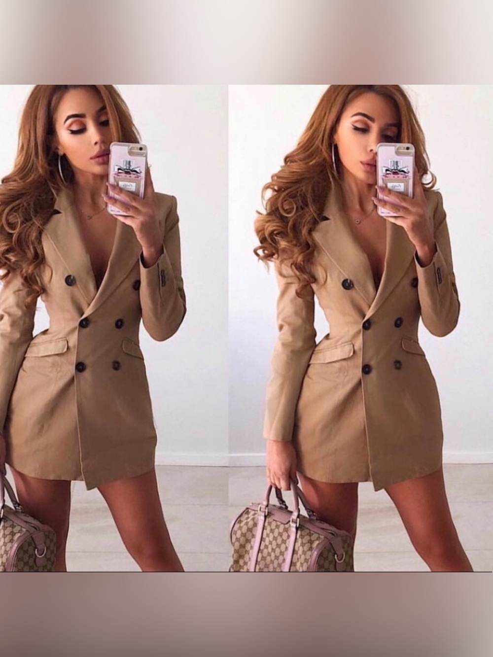 House of CB Elexis Camel Tan Tailored Blazer Dress Long Sleeve XS - Picture 2 of 13